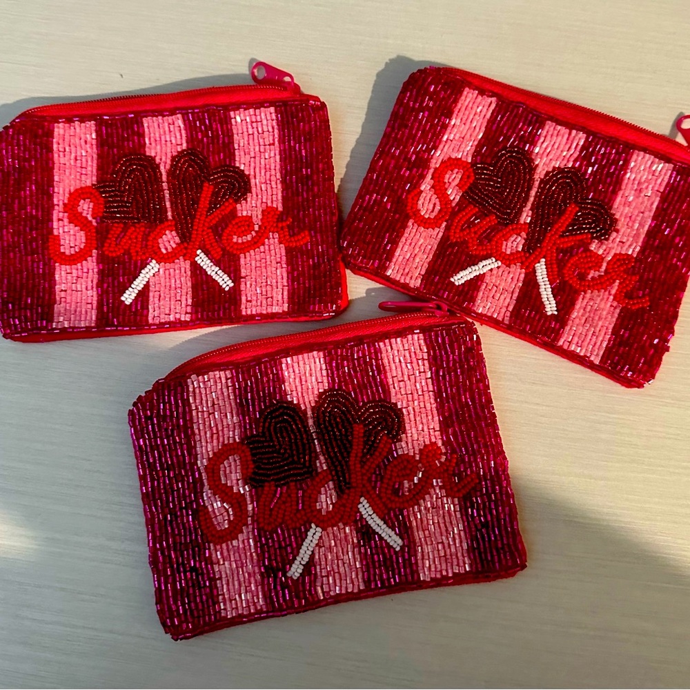 New with tags - beaded coin zipped bag.